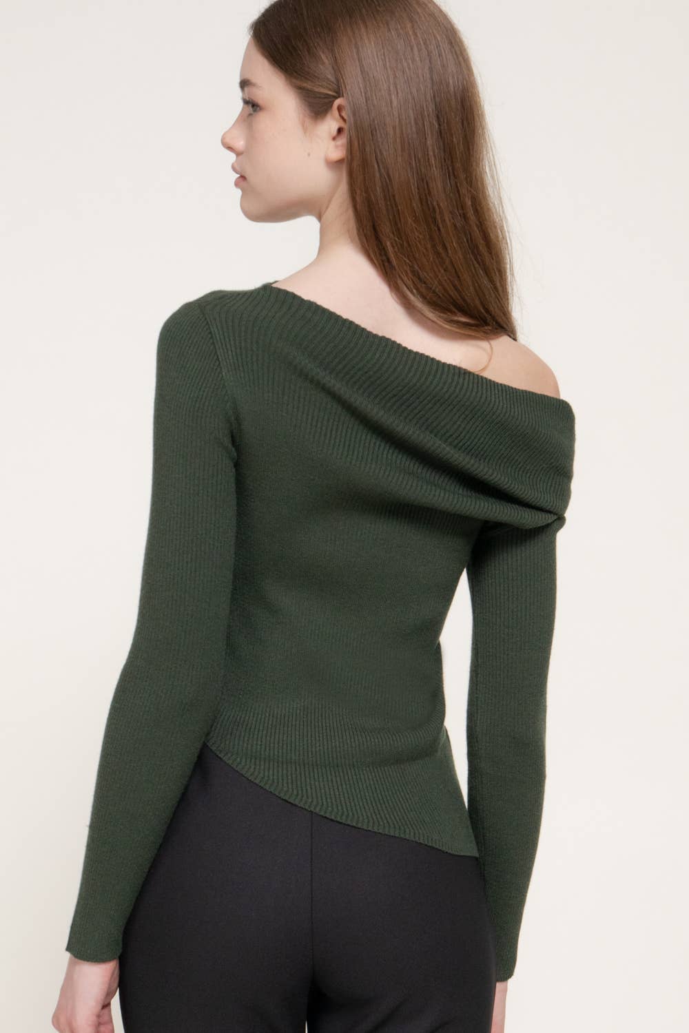 Long Sleeve Asymmetric Gathered Sweater