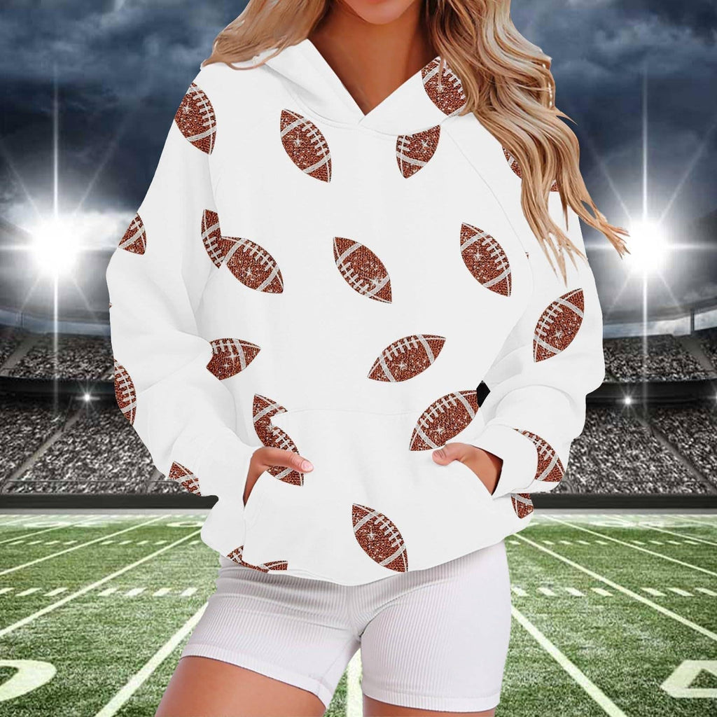 Game Day Rugby Football Print Hooded Sweatshirt