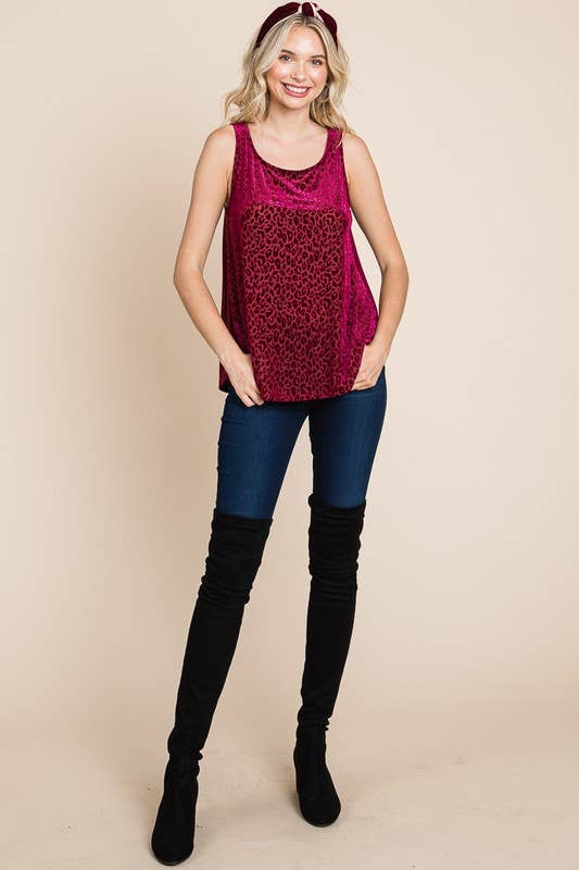 Plus Size Animal Print Velvet Mesh Fashion Top
