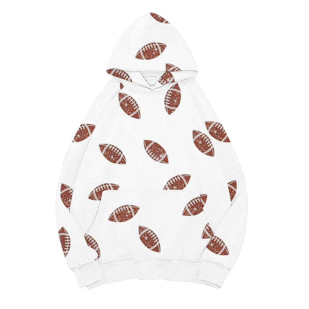 Game Day Rugby Football Print Hooded Sweatshirt