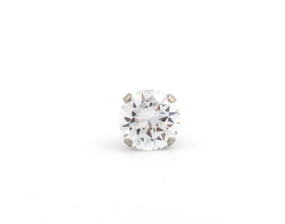 8mm CZ Stud S/S (Sensitive Ear)