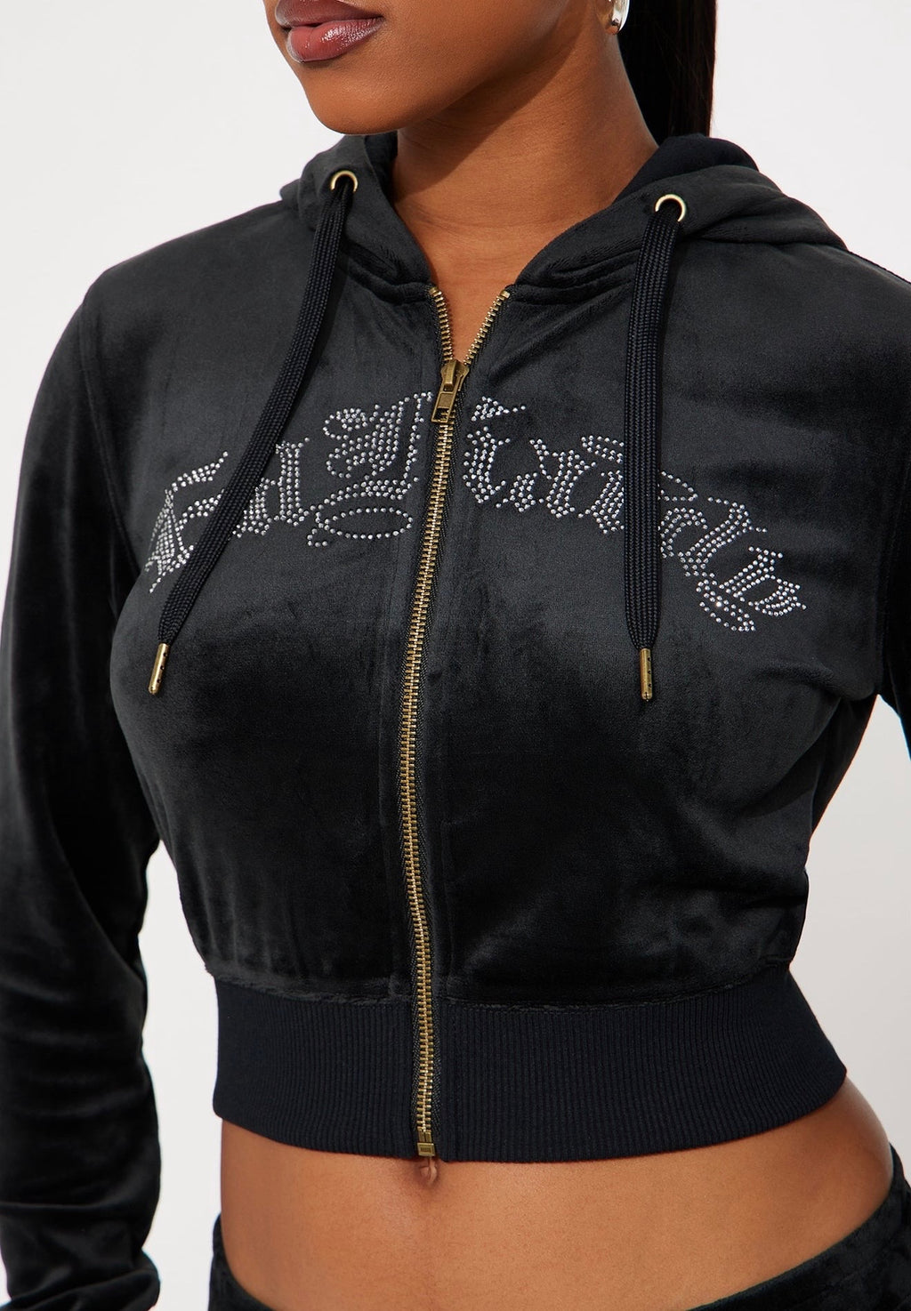 Ed Hardy Silver Tiger Velour Top - Black