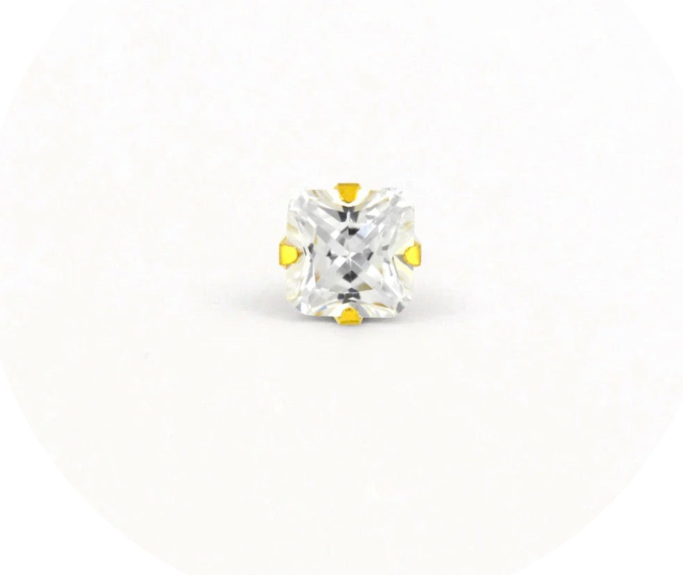 7x7mm CZ Princess Cut Stud G/P (Sensitive Ear)