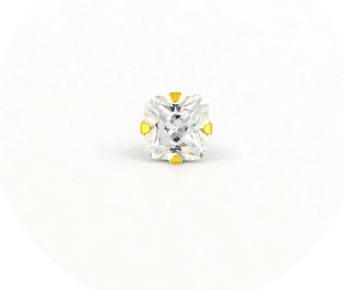 7x7mm CZ Princess Cut Stud G/P (Sensitive Ear)