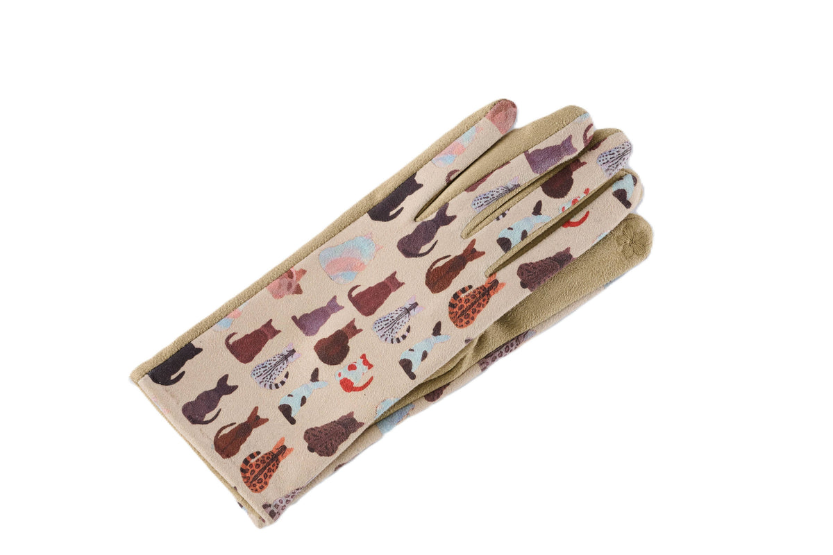 Cat Pattern Fleece Lined Gloves