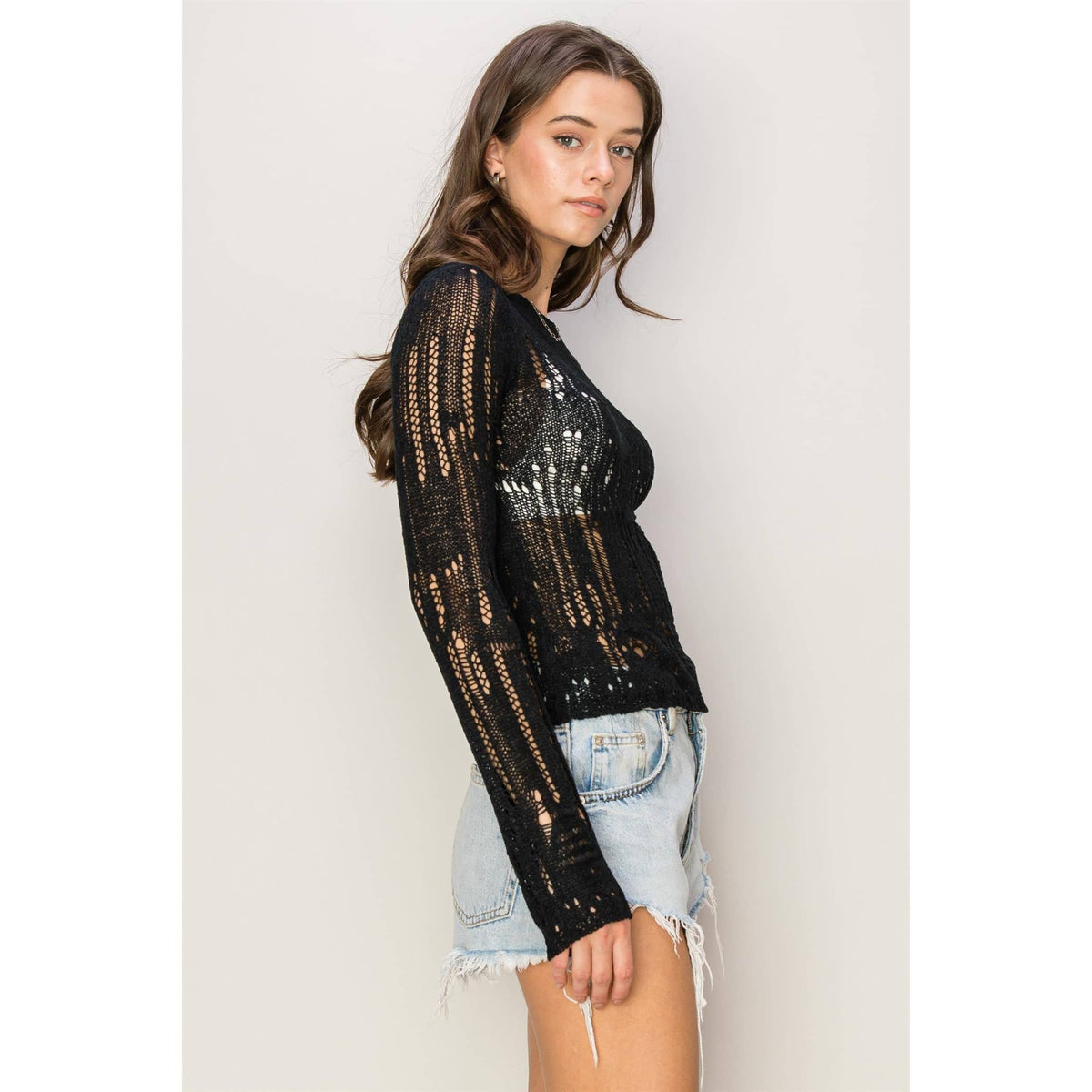 Light Weight Open Stitch Knit Top