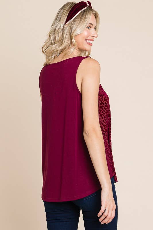 Plus Size Animal Print Velvet Mesh Fashion Top