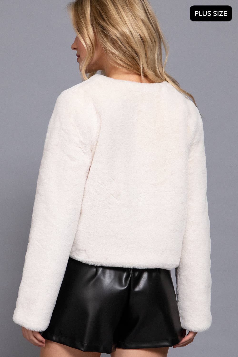 Crew Neck Faux Fur Top