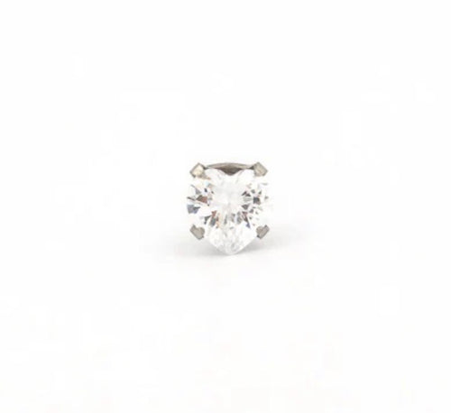 5x5mm CZ Heart Stud S/S (Sensitive Ear)