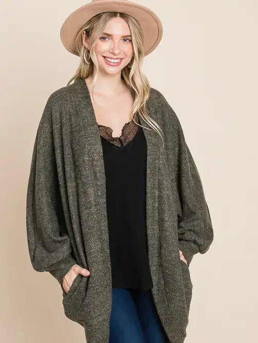 Plus Size Solid Cocoon Cardigan