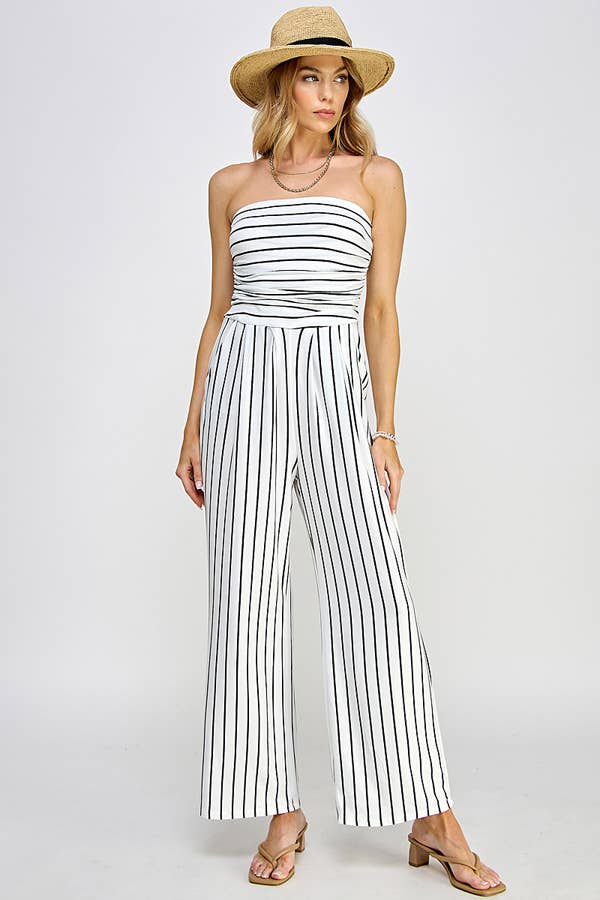 TUBE TOP W/SHIRRING PALAZZO ROMPER