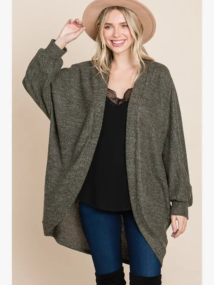 Plus Size Solid Cocoon Cardigan