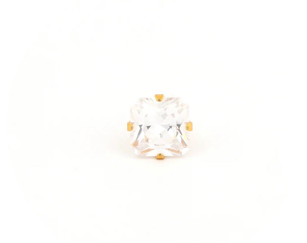 8x8mm CZ Princess Cut Stud G/P (Sensitive Ear)