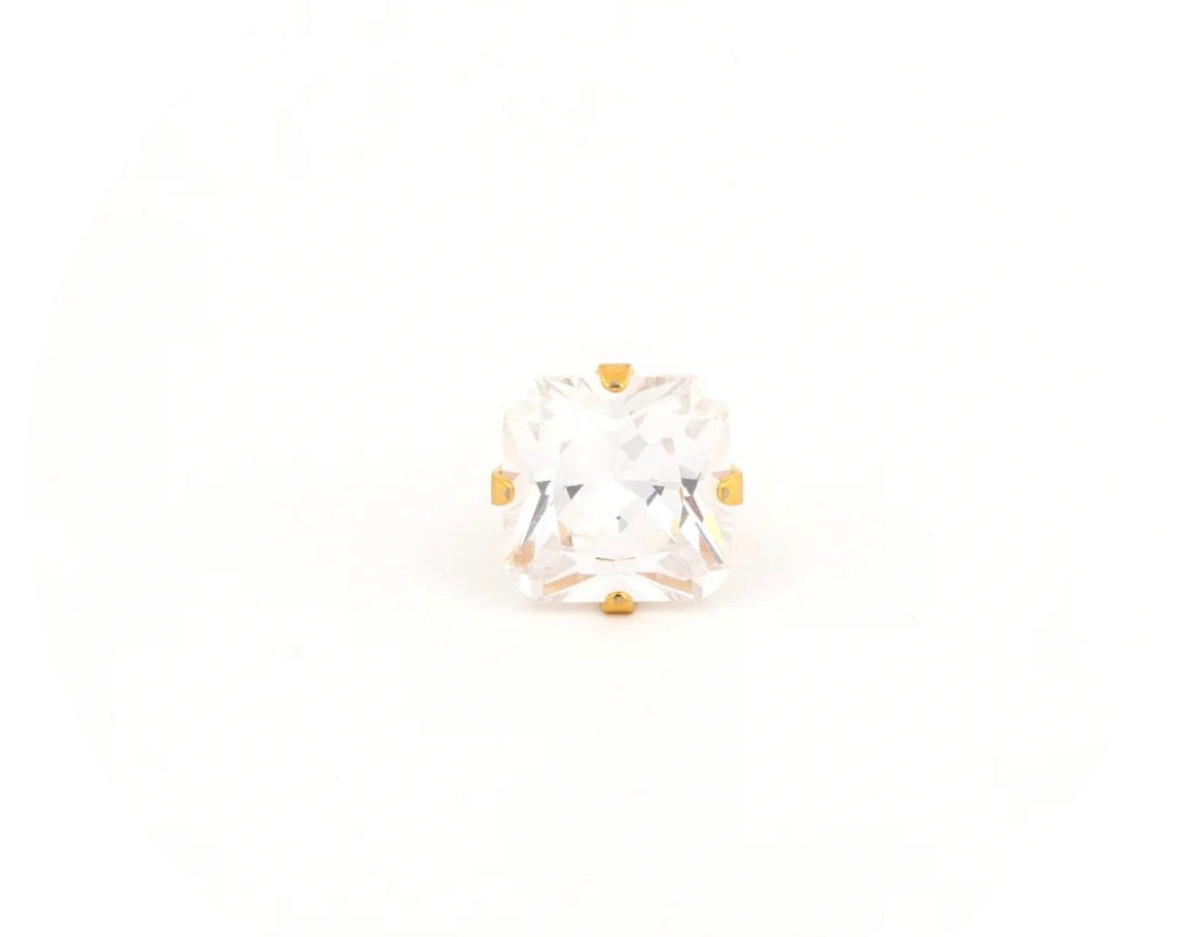 8x8mm CZ Princess Cut Stud G/P (Sensitive Ear)