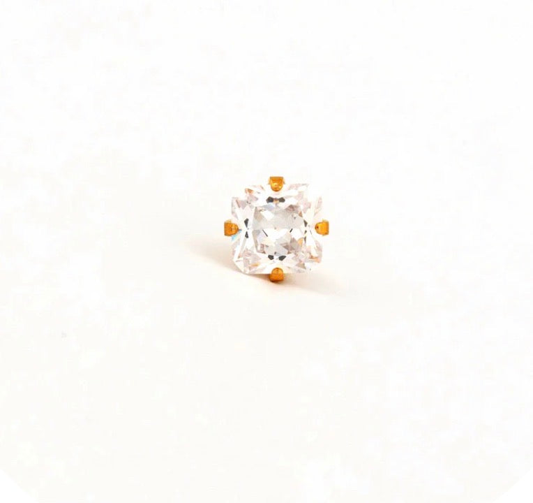 5x5mm CZ Princess Cut Stud G/P (Sensitive Ear)