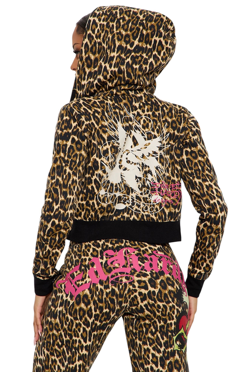 Ed Hardy Sacred Heart Leopard Zip-Up Hoodie