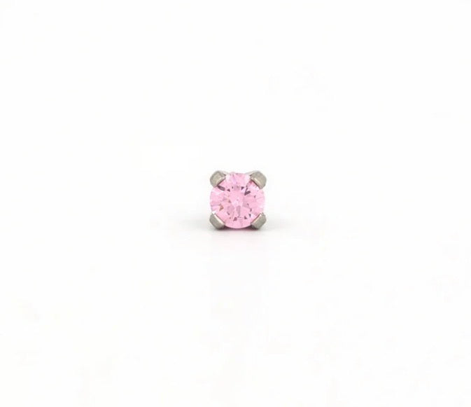 3mm Pink CZ Stud S/S (Sensitive Ear)