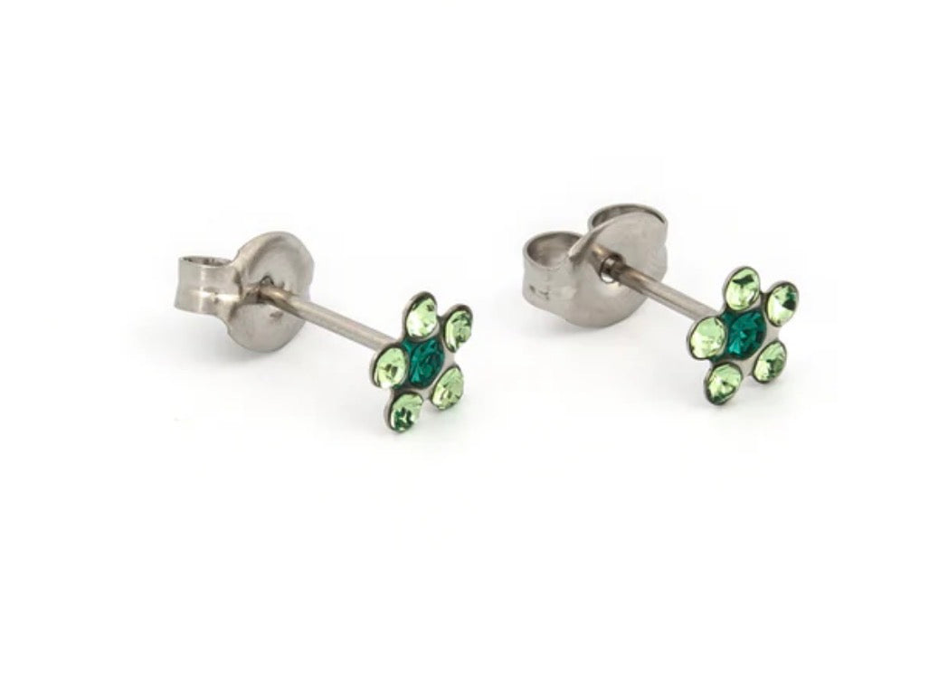 August Peridot May Emerald Daisy Stud S/S (Sensitive Ear)