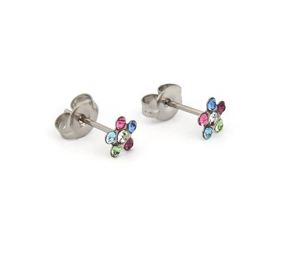 Rainbow Daisy Stud S/S (Sensitive Ear)