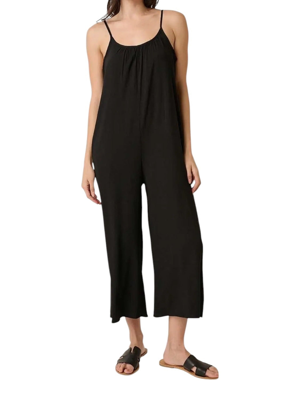 Effortless Flow Wide Leg Jumpsuit - Black (Plus)