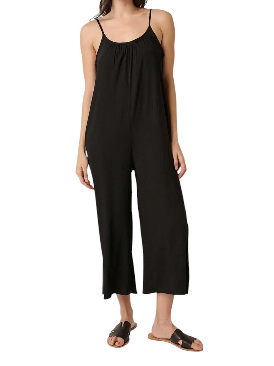 Effortless Flow Wide Leg Jumpsuit - Black (Plus)