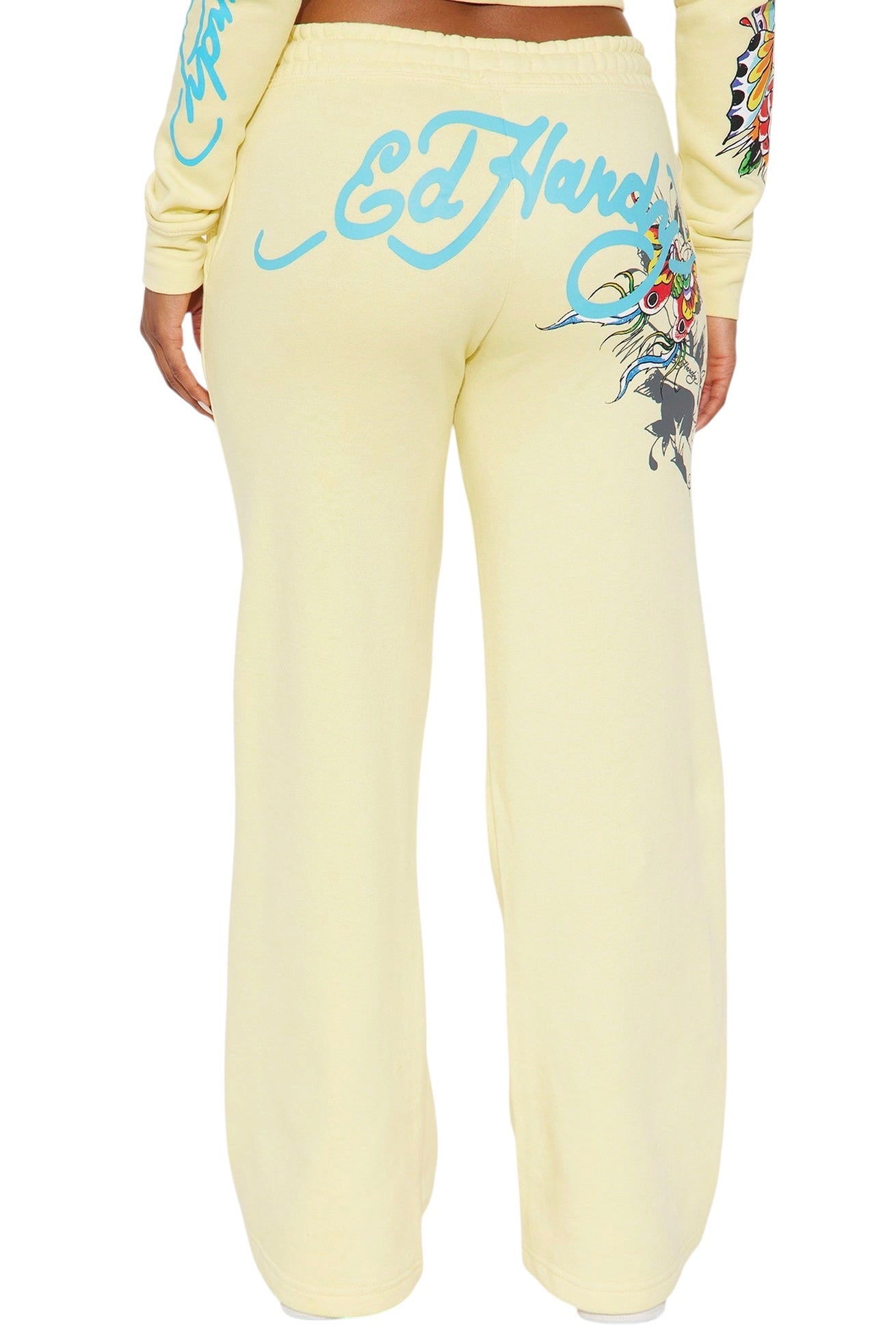 Ed Hardy Enchanted Butterfly Wide Leg Pant - Butter Yellow