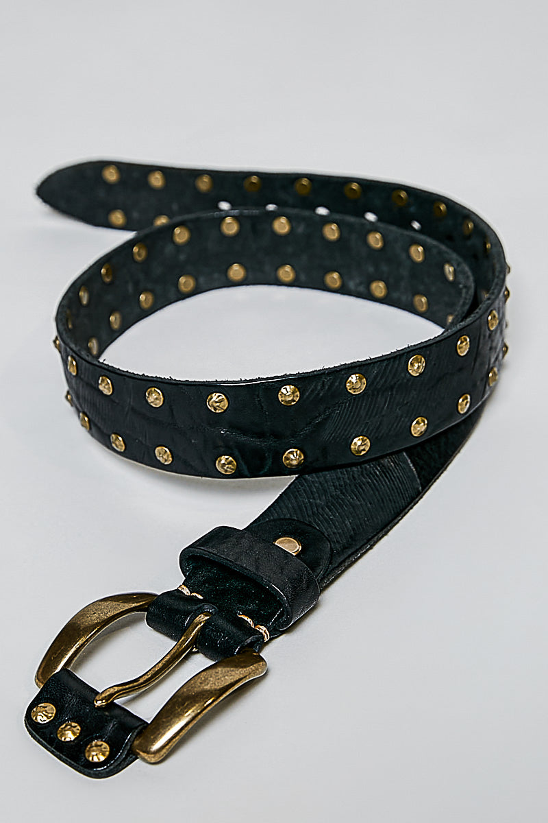 POL Black Genuine Leather Studded Belt