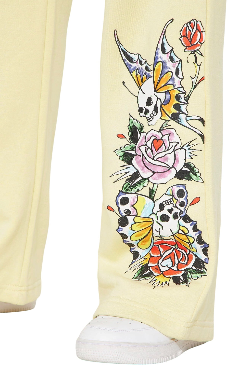 Ed Hardy Enchanted Butterfly Wide Leg Pant - Butter Yellow