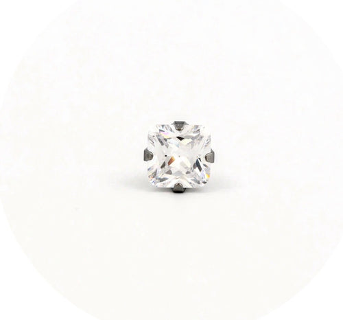 7x7mm CZ Princess Cut Stud S/S (Sensitive Ear)