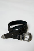 POL Black Floral Embossed Western Leather Belt