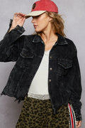POL Black Relaxed-Fit Corduroy Trucker Jacket