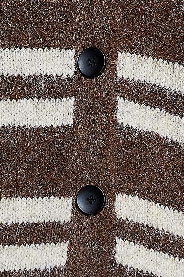 POL Chocolate Multi Striped Longline Knit Cardigan