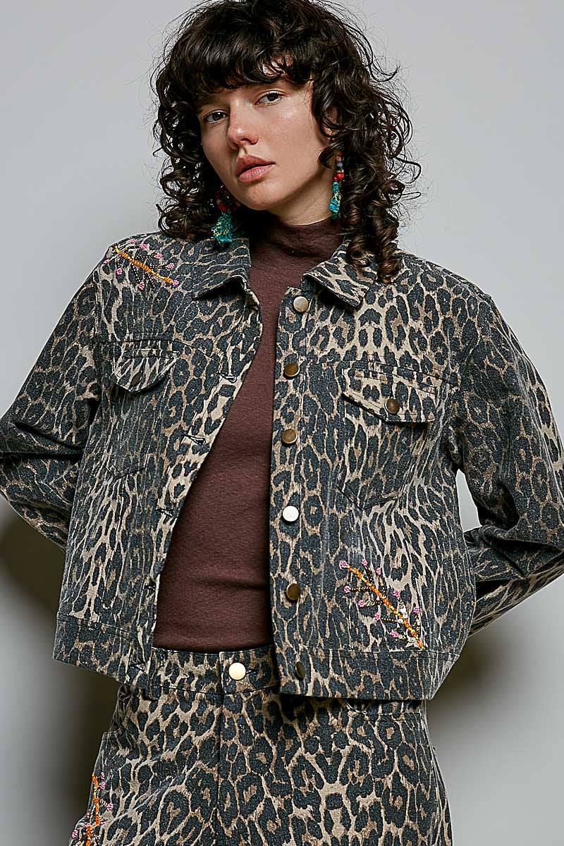 POL Natural Relaxed-Fit Sequin Accent Top