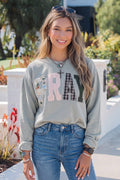 PRAY Striped Embroidered Patch Pullover Sweatshirt