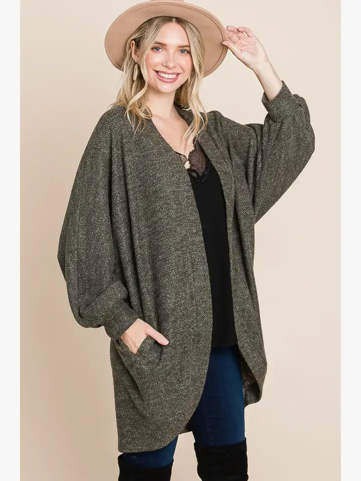 Plus Size Solid Cocoon Cardigan