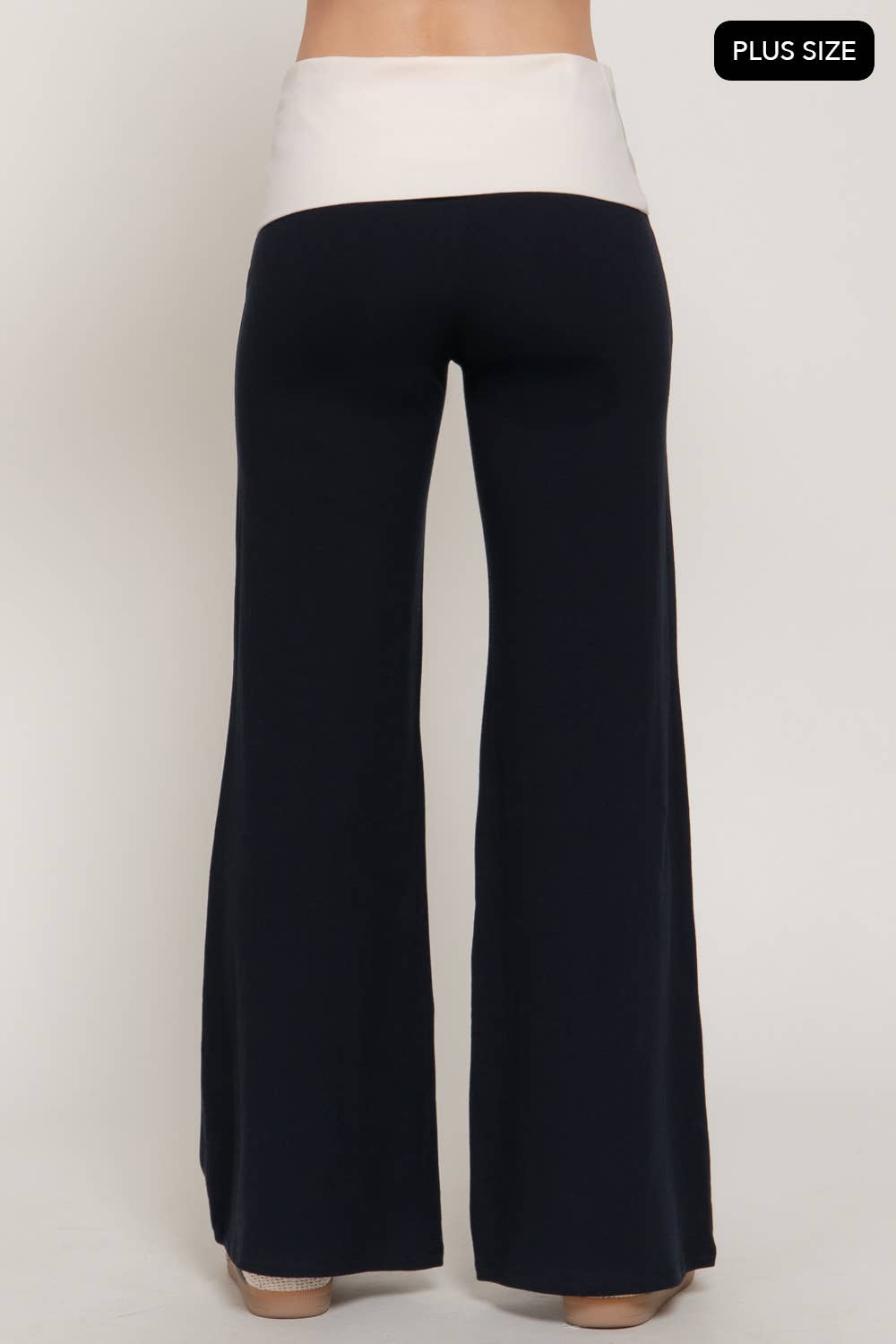 Contrasting Color Folded Waist Yoga Pants
