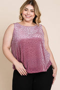 Plus Size Animal Print Velvet Mesh Fashion Top