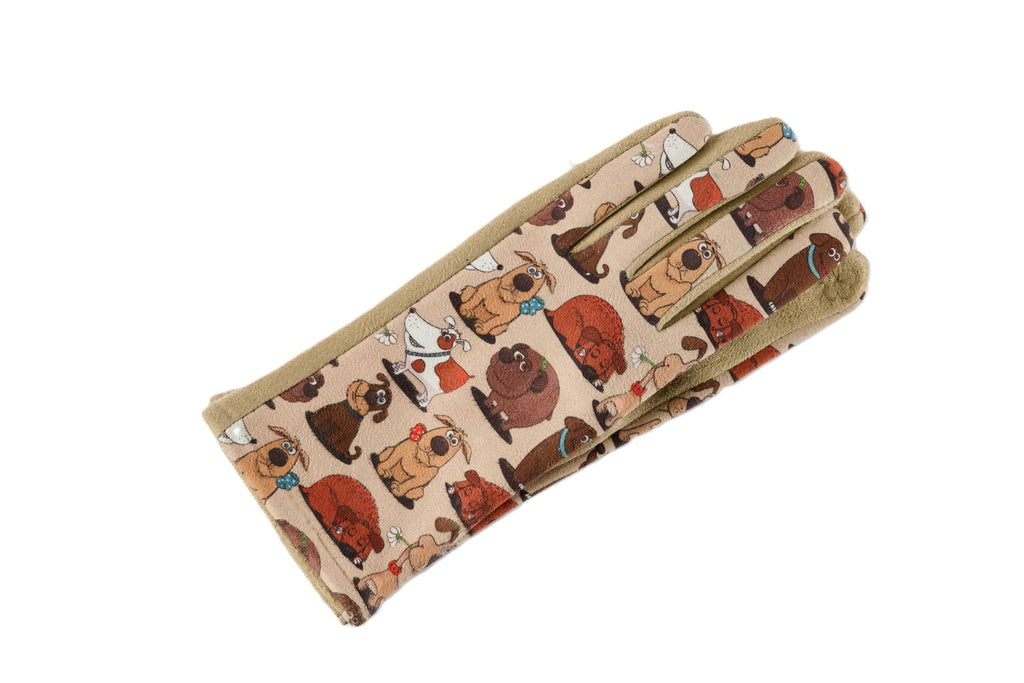 Dog Pattern Fleece Lined Gloves