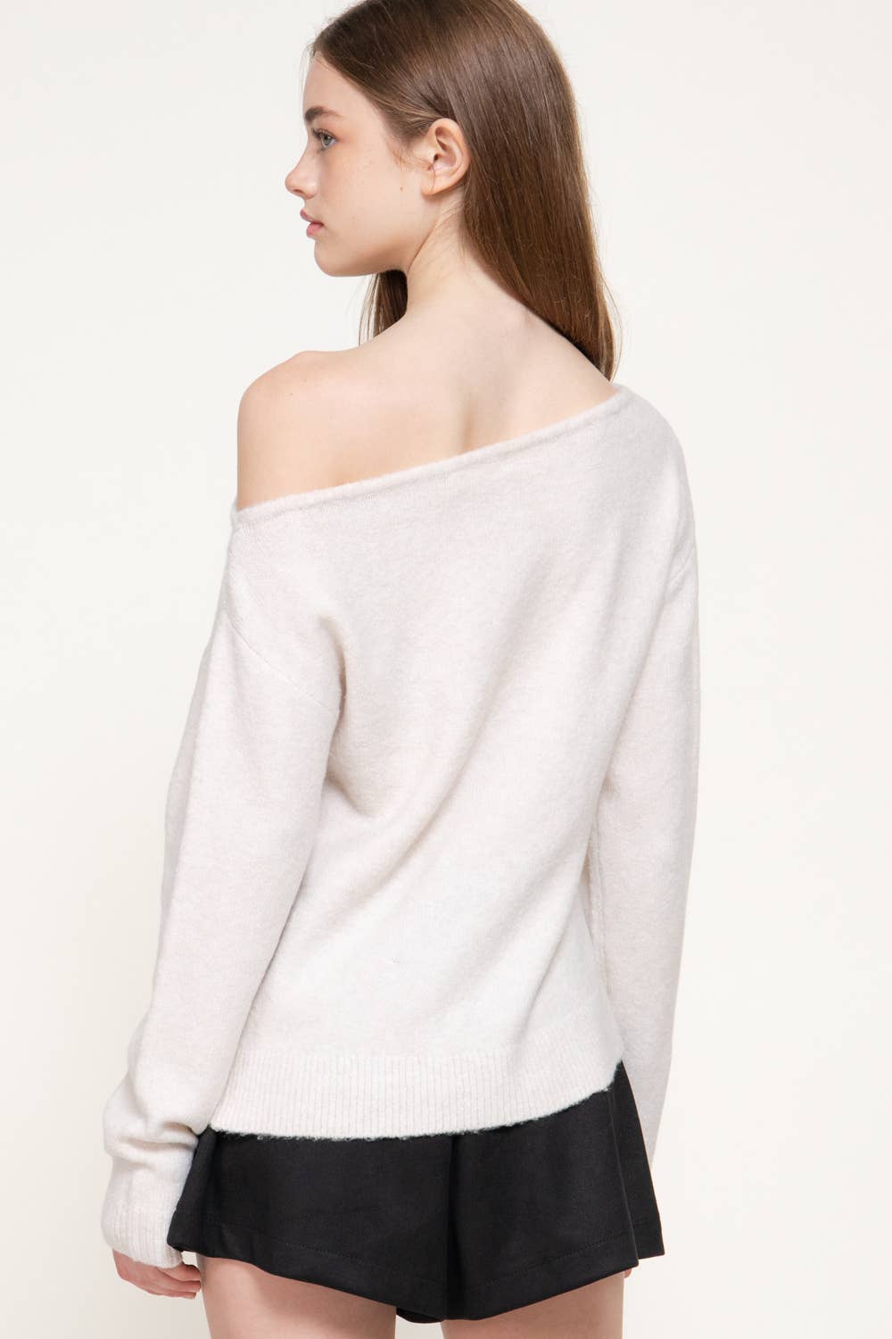 Long Sleeve Asymmetrical Neckline Sweater