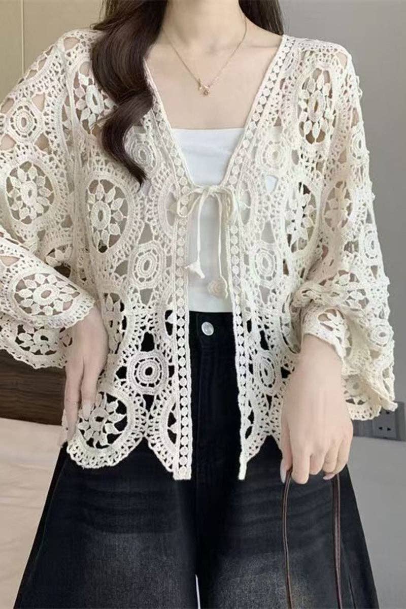 Crochet Open-Front Cardigan