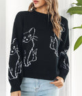Animals cat jacquard knit sweater