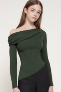 Long Sleeve Asymmetric Gathered Sweater
