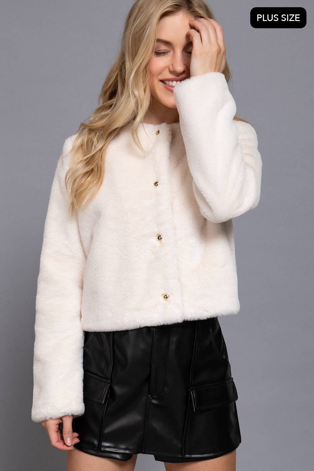Crew Neck Faux Fur Top