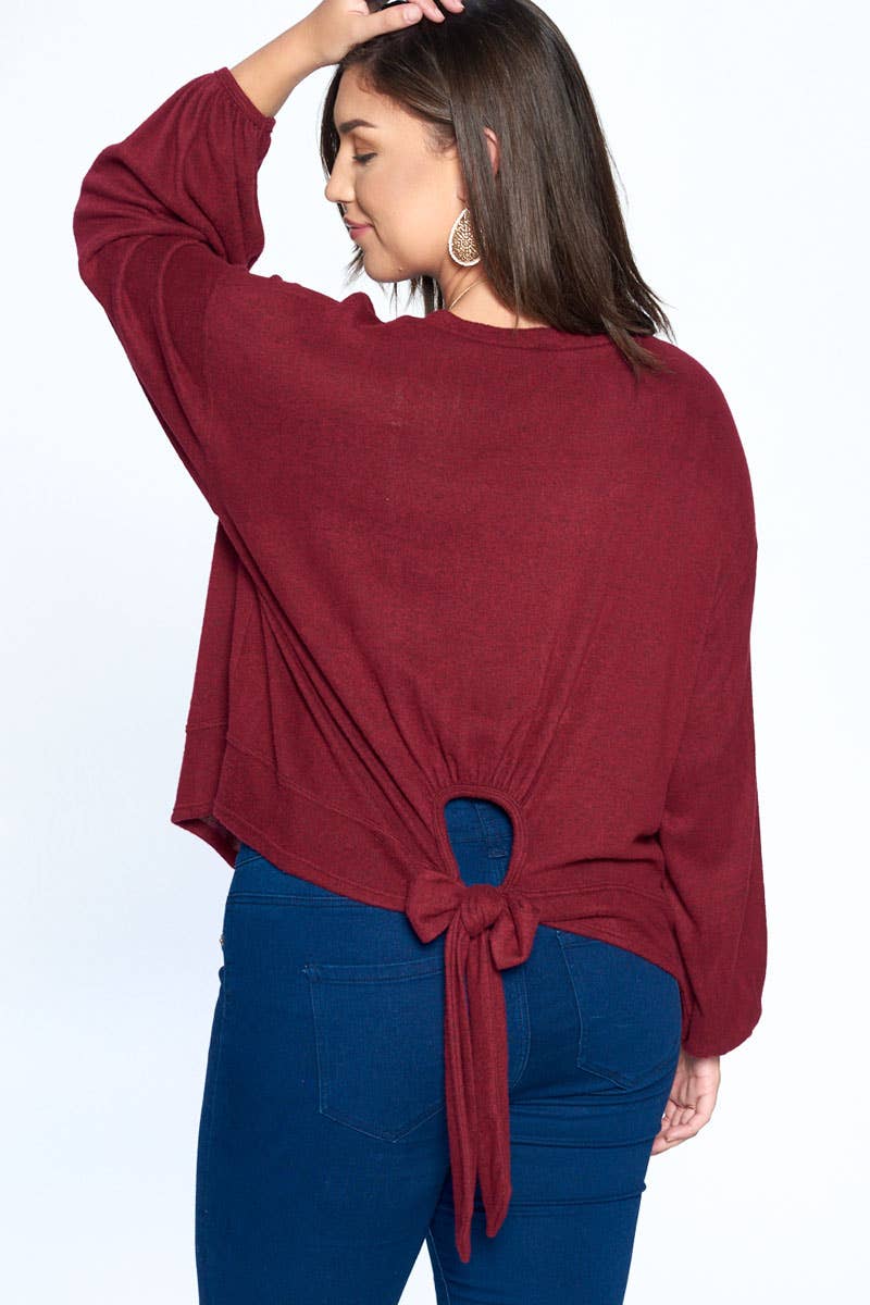 Plus Size Sexy Peek-a-Boo Back Bow Top