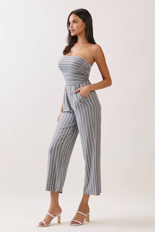 TUBE TOP W/SHIRRING PALAZZO ROMPER