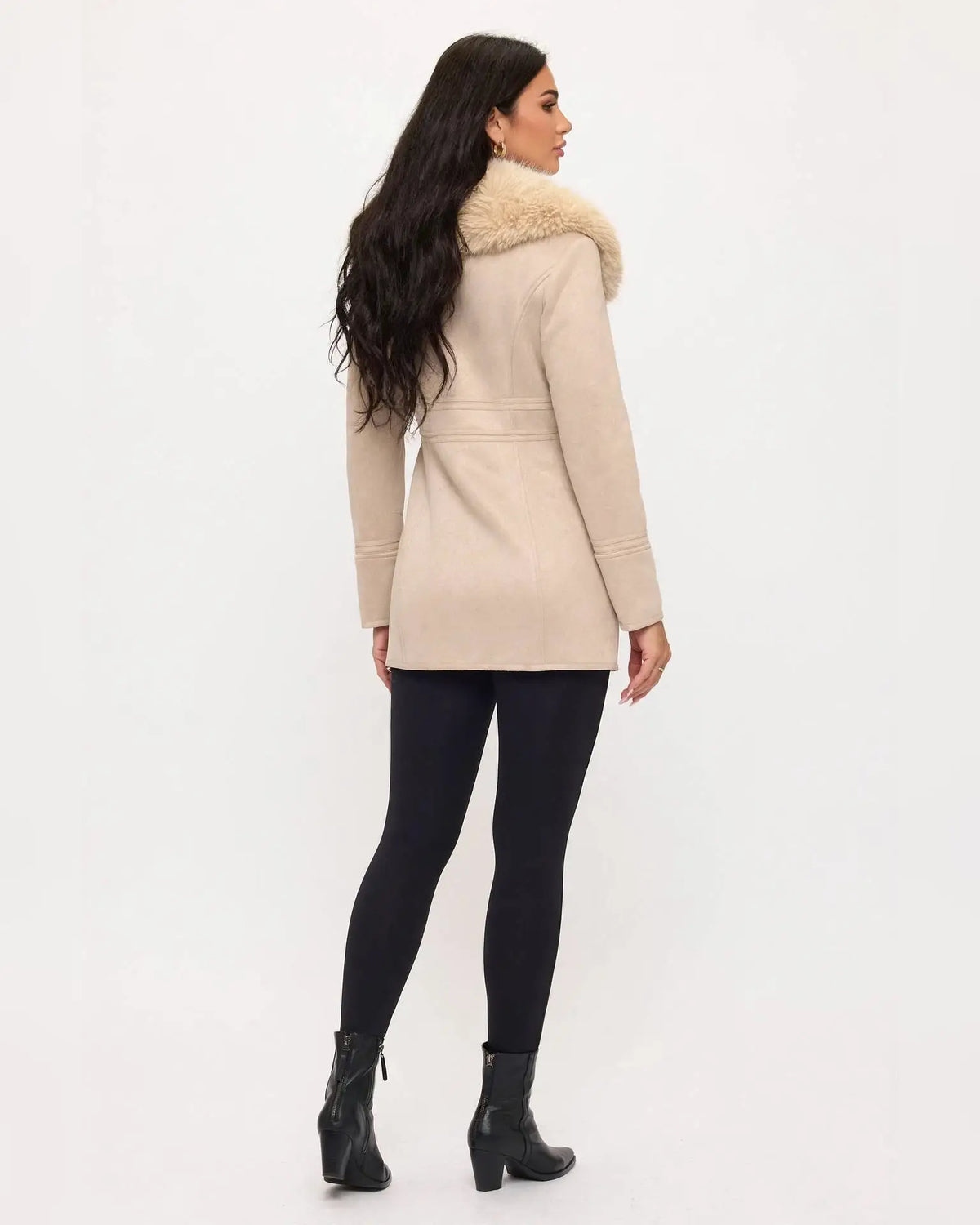CLASC0010: Women's Tailored Faux Fur Collar Coat