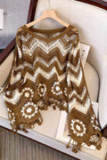 Zigzag Pattern Fringed Sweater