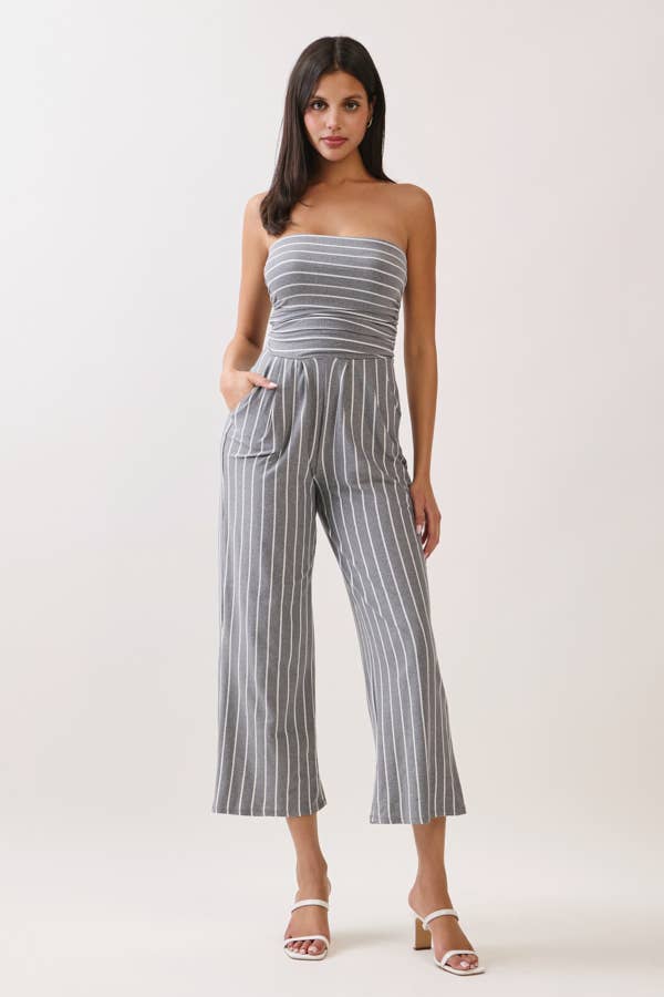 TUBE TOP W/SHIRRING PALAZZO ROMPER