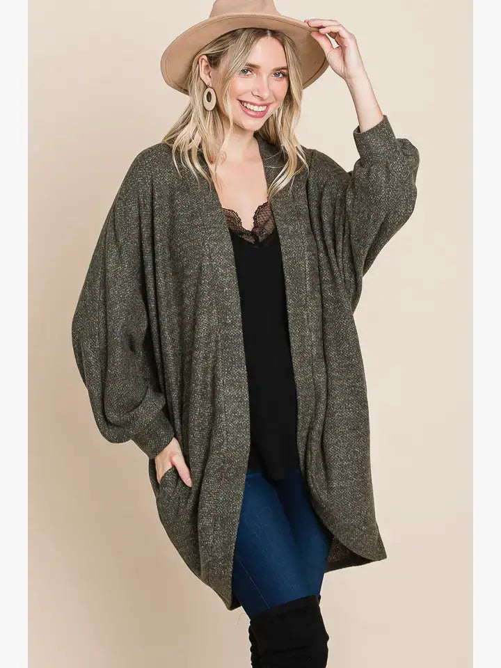 Plus Size Solid Cocoon Cardigan