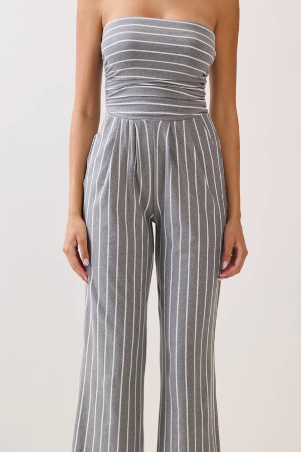 TUBE TOP W/SHIRRING PALAZZO ROMPER